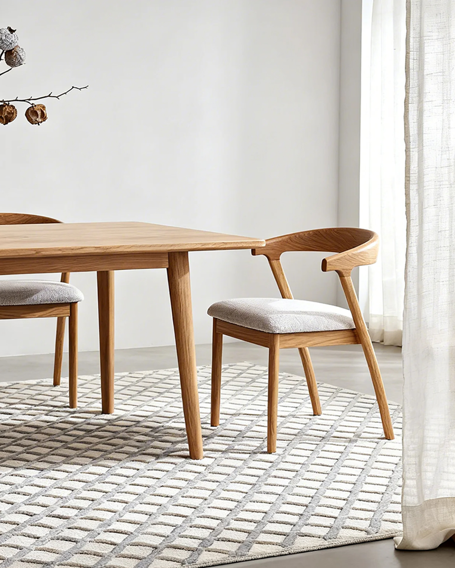 CY2047 Ash Wood Dining Chair with Padded Seat