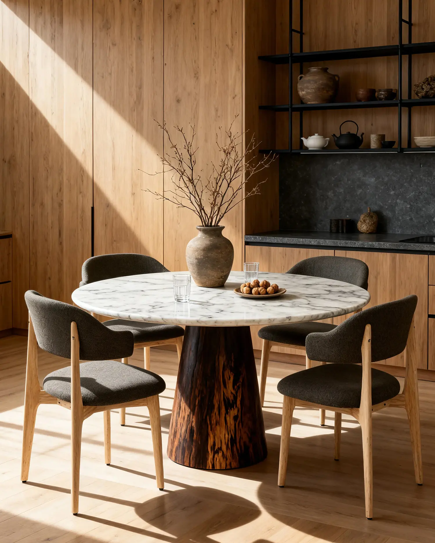 CY2070C Curved-Back Padded Side Chair in Rubberwood